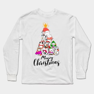 Meowy And Bright Christmas Cat Lover Gift Long Sleeve T-Shirt